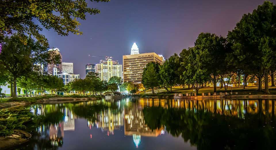 charlotte waterfront at night
