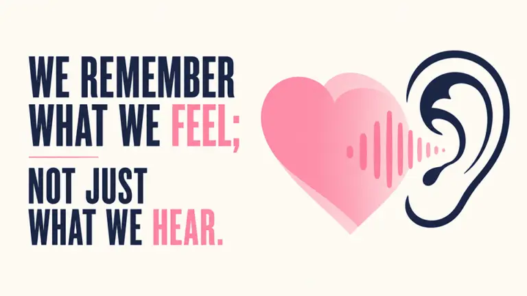 We remember what we feel not just what we hear graphic illustrating emotional event design principle